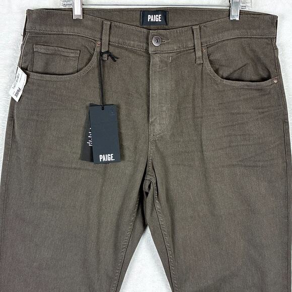 Paige Normandie Jeans Pants Mens 34 (36x30) Brown Stretch Straight Leg Preppy - Picture 1 of 11